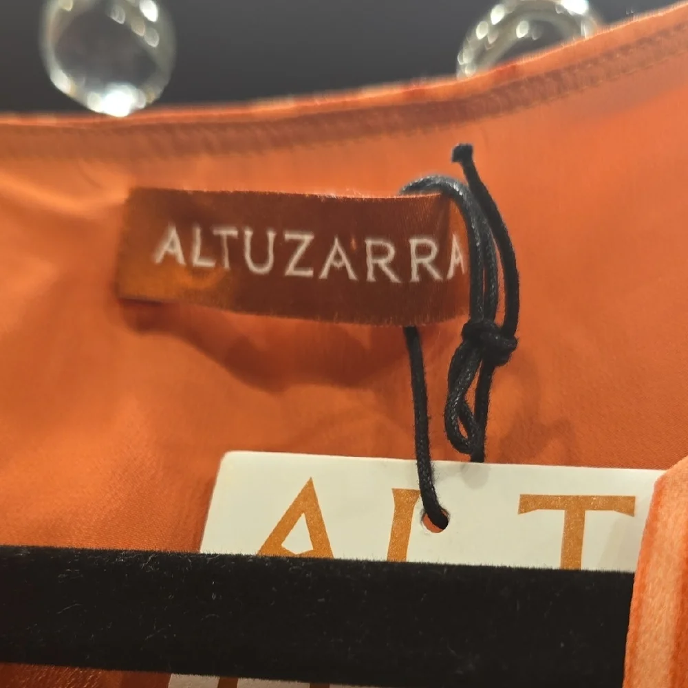 Altuzarra Picotee Orange Checkered Midi Dress In Cayenne Canyon Clay Size 42 - Picture 2 of 16